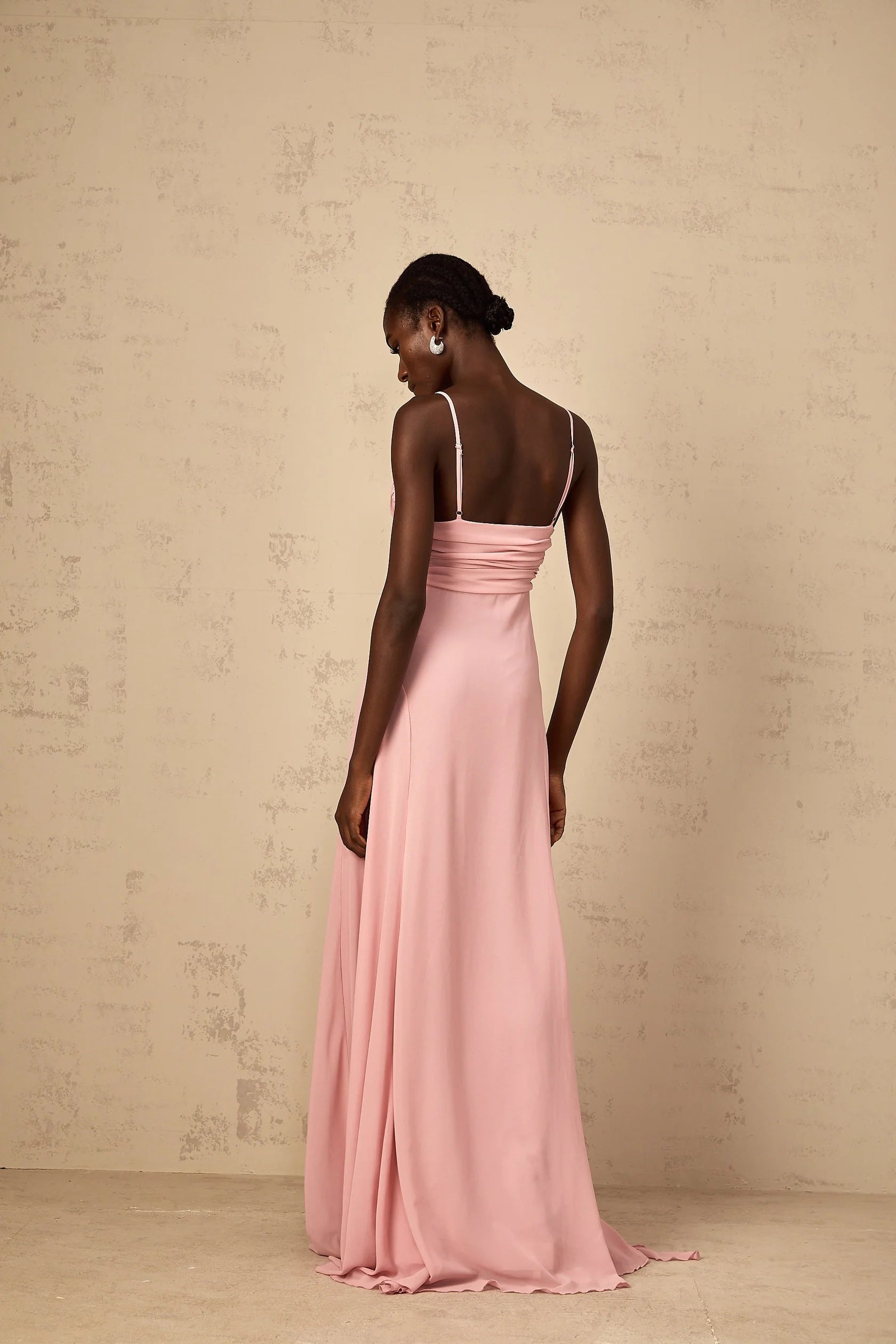 White Draped Long Sleeve Maxi Dress with Waist Detail Soft-Pink 3D Petal Tulle Maxi Dress Evening Dress