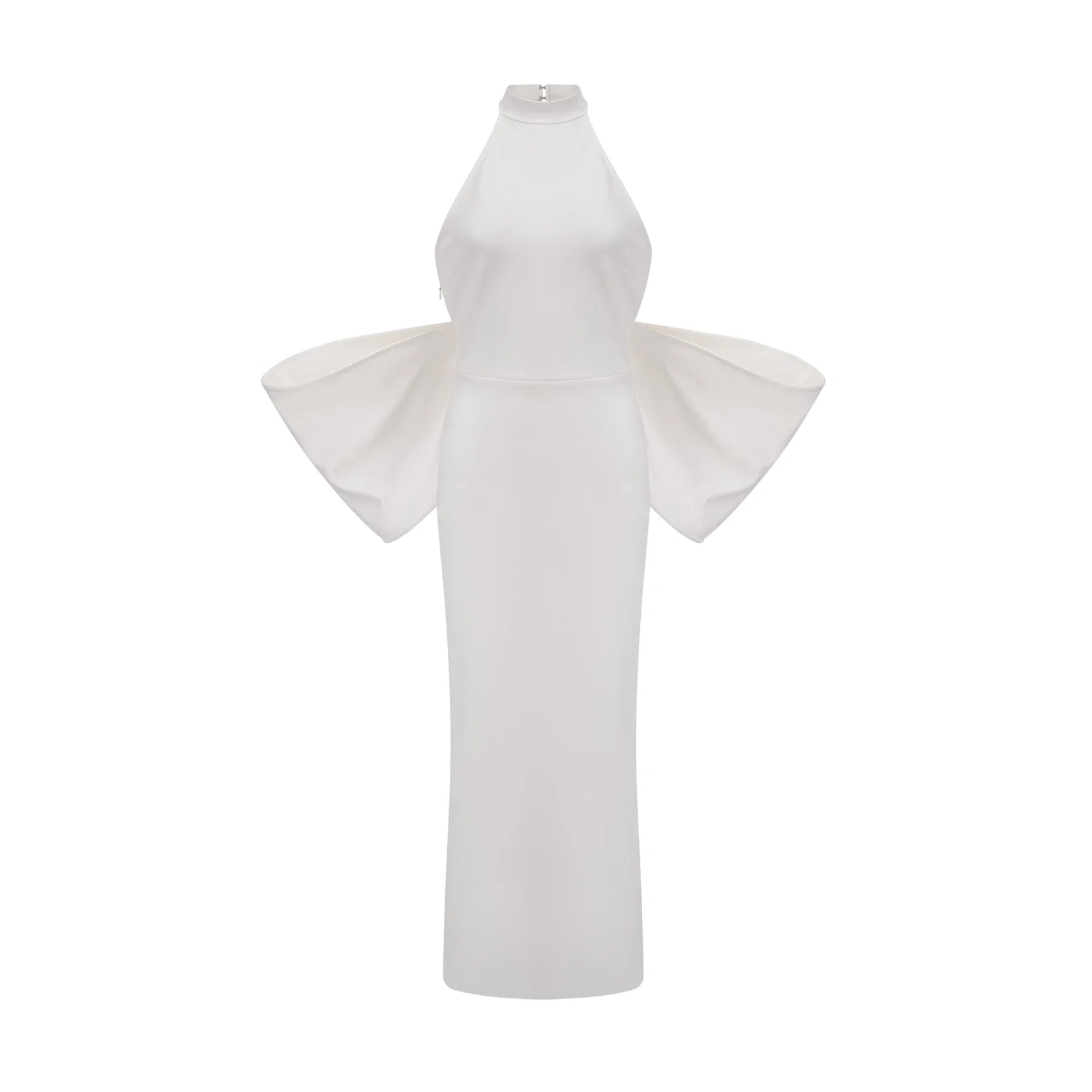 White Halter Neck Maxi Dress with Bow Back Detail Capucine white oversize-bow bandage dress Evening Dress