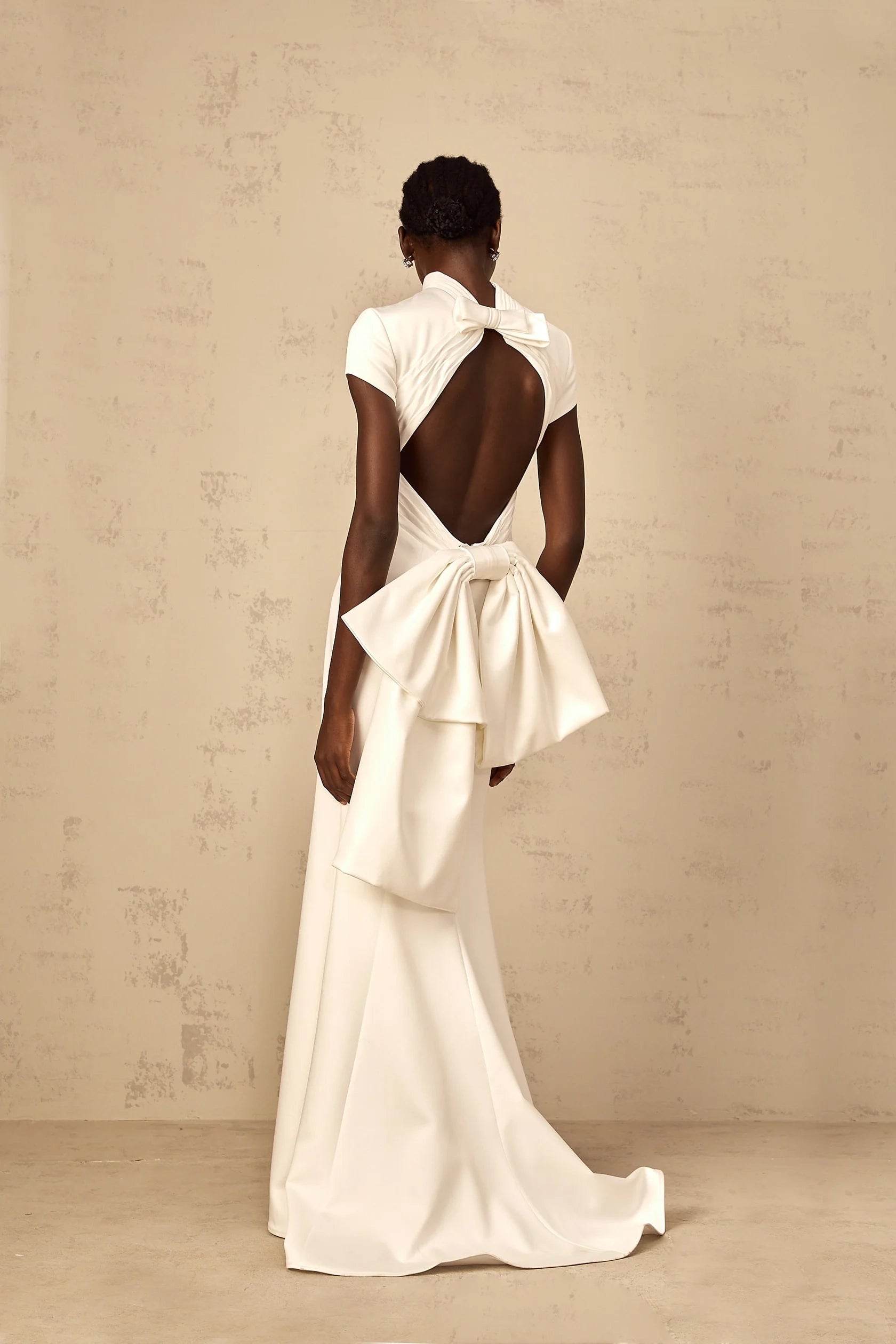 White Open - Back Bow - Detail Maxi Dress Camille White Statement Bow Mermaid Maxi Dress Evening Dress