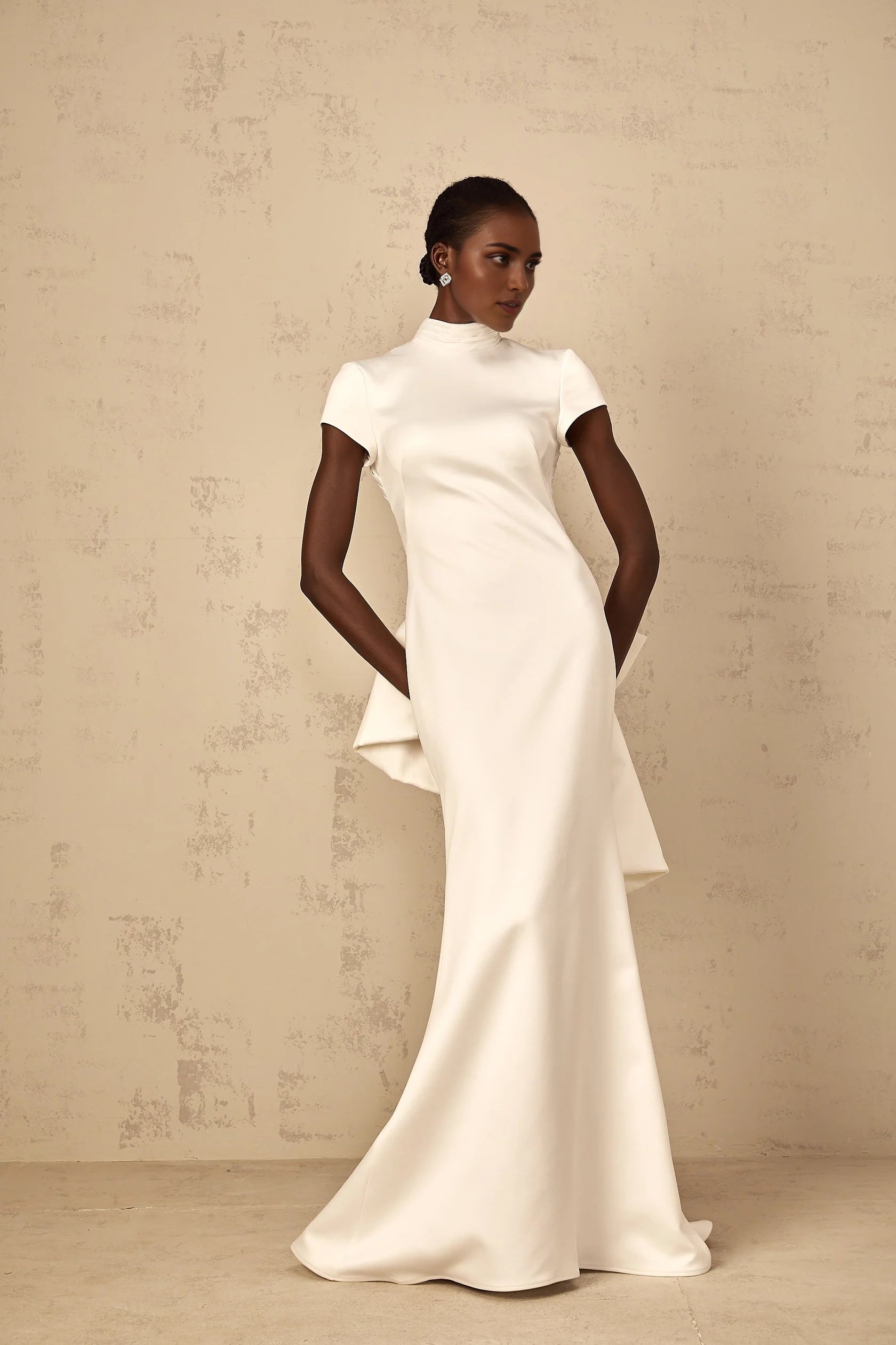 White Open - Back Bow - Detail Maxi Dress Camille White Statement Bow Mermaid Maxi Dress Evening Dress