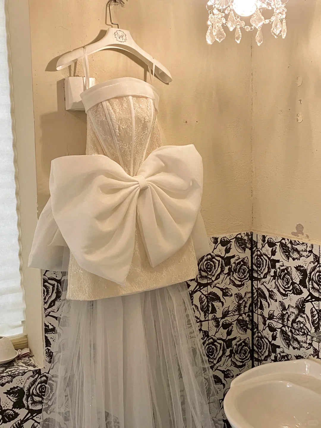 White Bow A Line Strapless Beaded Lace Satin Short Homecoming Dress Birthday Dress simple gentle atmospheric and unique desi Bring summer colors to enhance whiteness