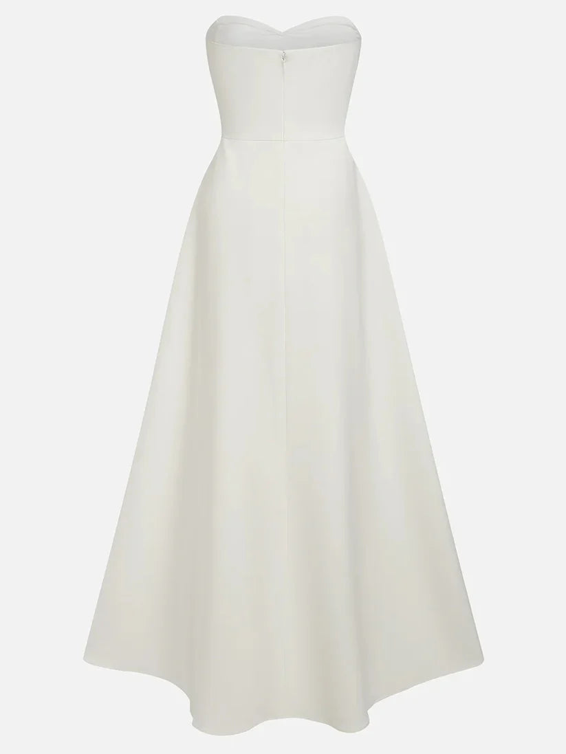 White Buckle Strapless Sleeveless Two-Piece Set simple gentle atmospheric and unique desi Bring summer colors to enhance whiteness