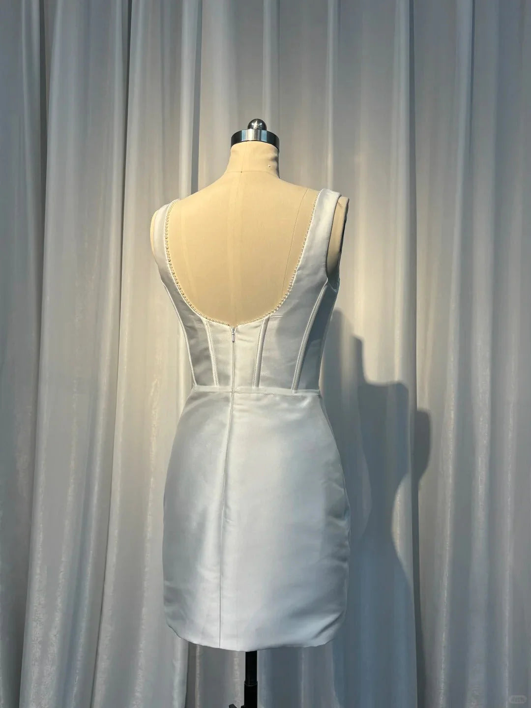 White Classic short satin backless homecoming dress prom dress back to school outfits  simple gentle atmospheric and unique desi Bring summer colors to enhance whiteness