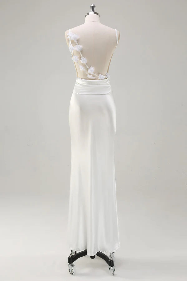 White Satin Cowl Neck Backless Prom Dress simple gentle atmospheric and unique desi Bring summer colors to enhance whiteness