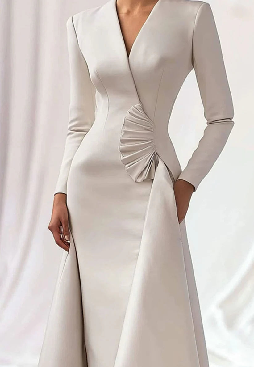 White Work Wedding Guest v Blazer Dress Ruffle Midi Dress simple gentle atmospheric and unique desi Bring summer colors to enhance whiteness