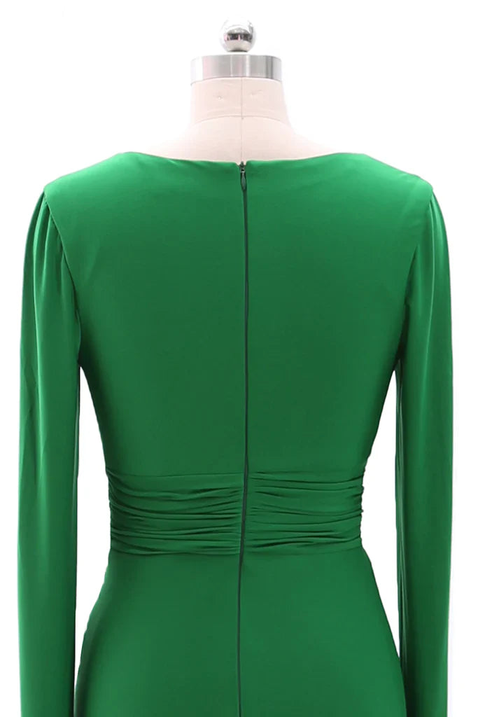 Women Long Mother of Bride Dresses Green Grey Long Sleeve V Neck Evening Dress simple gentle atmospheric and unique desi Bring summer colors to enhance whiteness