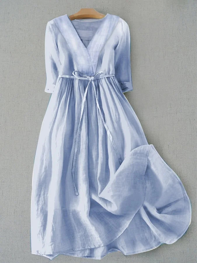 Women's Casual Loose Cotton And Linen Dress simple gentle atmospheric and unique desi Bring summer colors to enhance whiteness ﻿