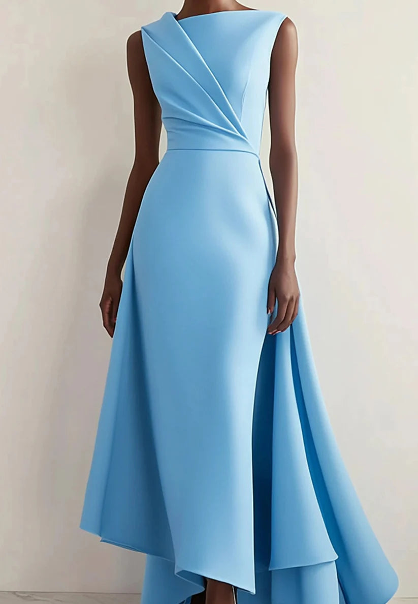 Women's Formal Dress Irregular Hem Blue Sleeveless Dress simple gentle atmospheric and unique desi Bring summer colors to enhance whiteness