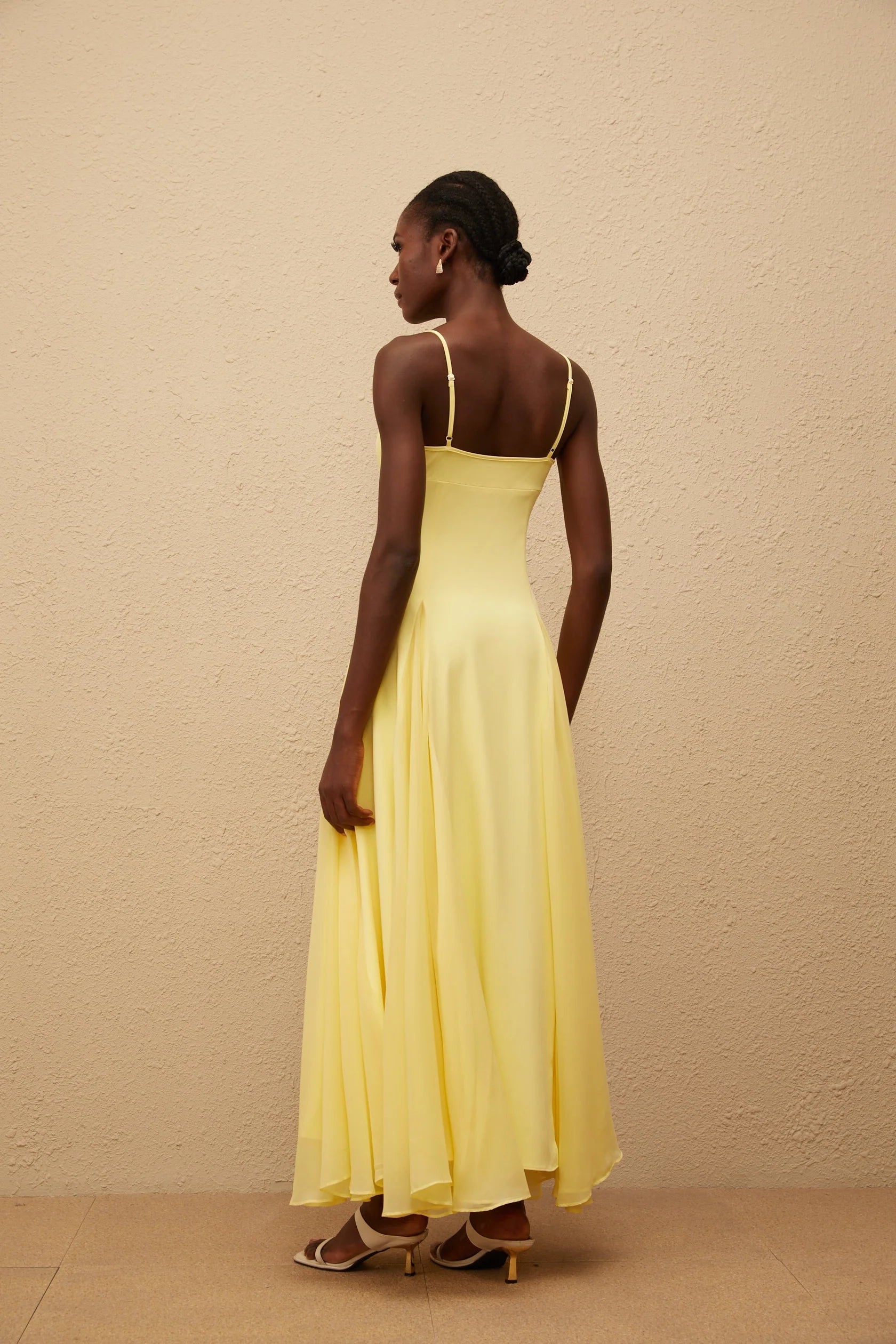 Yellow Spaghetti Strap Flowy Maxi Dress Sofie Yellow Pleated Maxi Dress Evening Dress