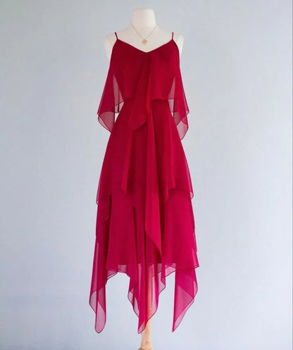 chiffon fashion long party dress prom dress evening gown simple gentle atmospheric and unique desi Bring summer colors to enhance whiteness