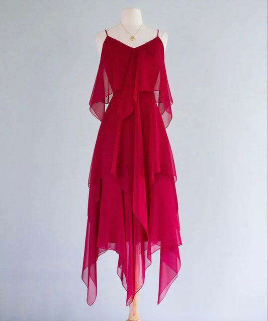 chiffon fashion long party dress prom dress evening gown simple gentle atmospheric and unique desi Bring summer colors to enhance whiteness