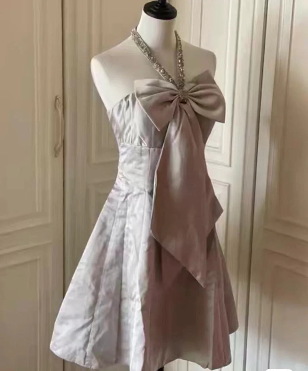 elegant bow short homecoming dress dress skirt prom dress evening dress simple gentle atmospheric and unique desi Bring summer colors to enhance whiteness