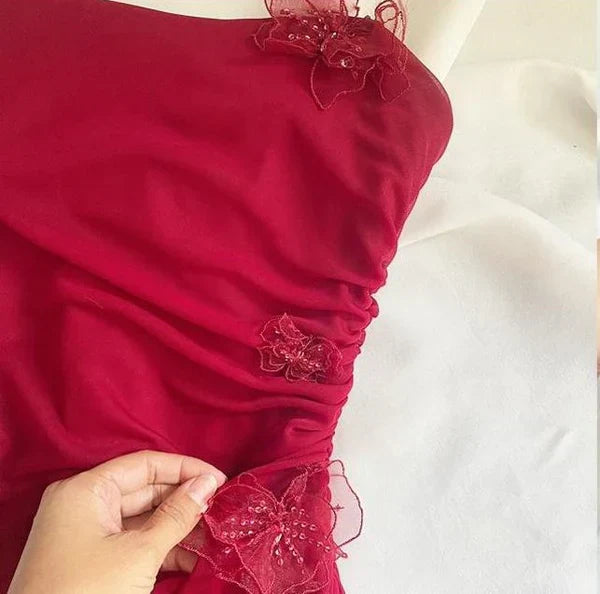 elegant floral long chiffon birthday dress prom dress simple gentle atmospheric and unique desi Bring summer colors to enhance whiteness