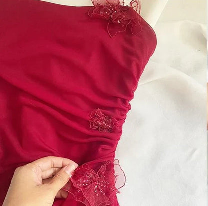 elegant floral long chiffon birthday dress prom dress simple gentle atmospheric and unique desi Bring summer colors to enhance whiteness