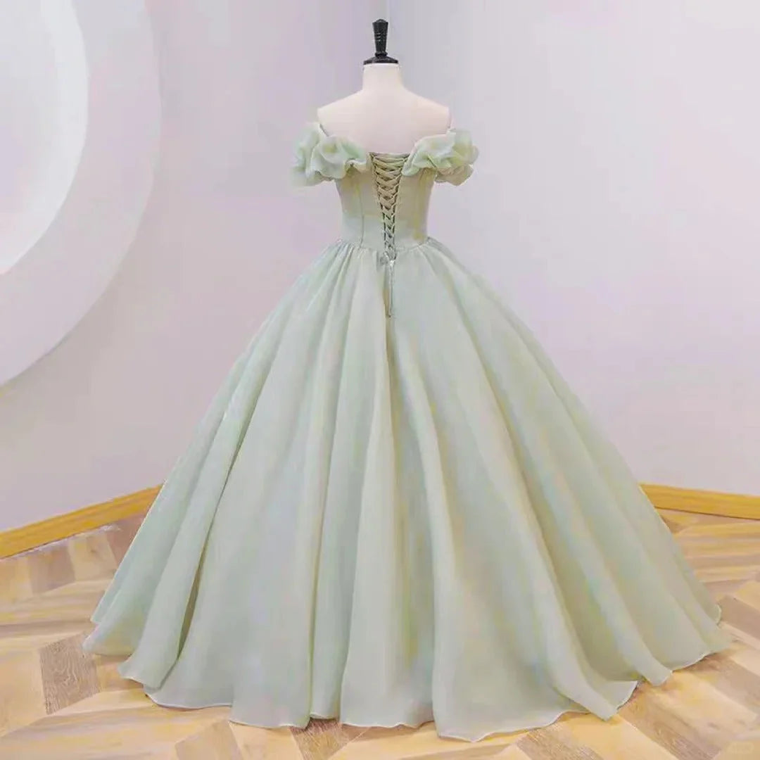 fairy gentle beaded long satin ball gown evening dress  simple gentle atmospheric and unique desi Bring summer colors to enhance whiteness