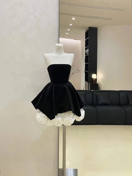 floral homecoming dress short velvet prom dress evening dress simple gentle atmospheric and unique desi Bring summer colors to enhance whiteness