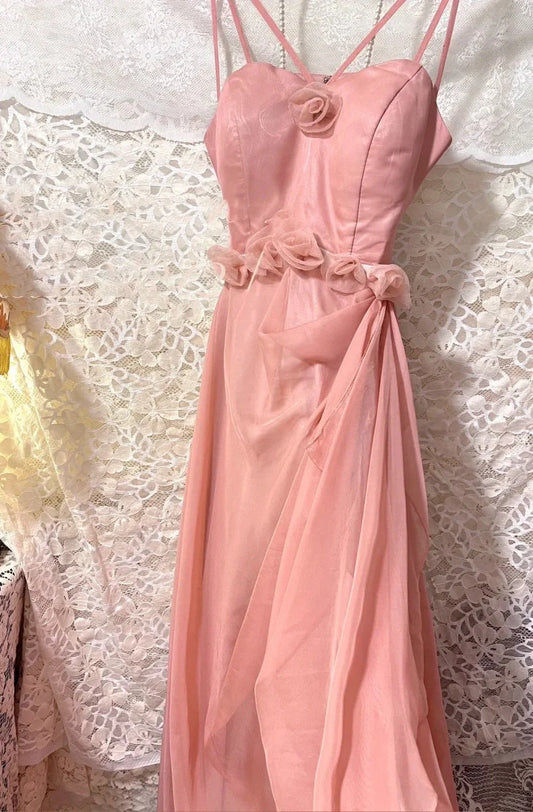 floral long chiffon ball gown party gown graduation gown simple gentle atmospheric and unique desi Bring summer colors to enhance whiteness