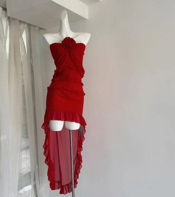 floral ruffle short chiffon homecoming dress birthday party dress simple gentle atmospheric and unique desi Bring summer colors to enhance whiteness