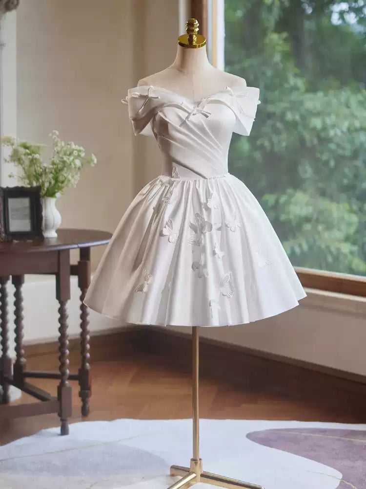 homecoming dress satin birthday party dress short prom dress simple gentle atmospheric and unique desi Bring summer colors to enhance whiteness