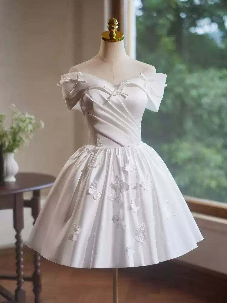homecoming dress satin birthday party dress short prom dress simple gentle atmospheric and unique desi Bring summer colors to enhance whiteness
