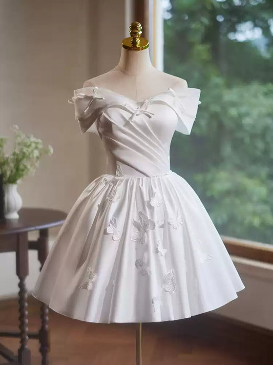 homecoming dress satin birthday party dress short prom dress simple gentle atmospheric and unique desi Bring summer colors to enhance whiteness
