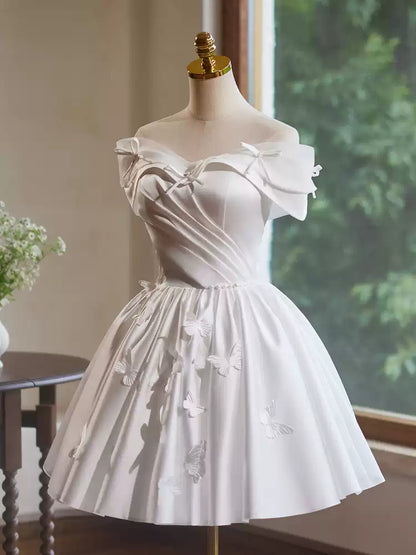 homecoming dress satin birthday party dress short prom dress simple gentle atmospheric and unique desi Bring summer colors to enhance whiteness