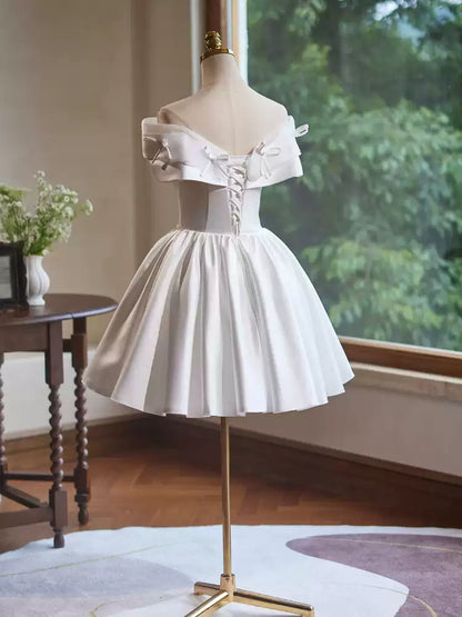homecoming dress satin birthday party dress short prom dress simple gentle atmospheric and unique desi Bring summer colors to enhance whiteness