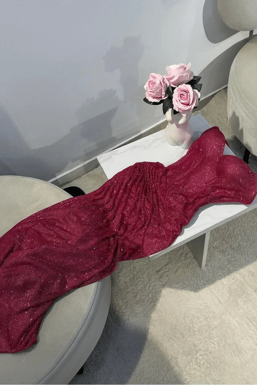 Amazing Fuchsia Sequin Prom Dress Long Mermaid Formal Gown with Split simple gentle atmospheric and unique desi Bring summer colors to enhance whiteness