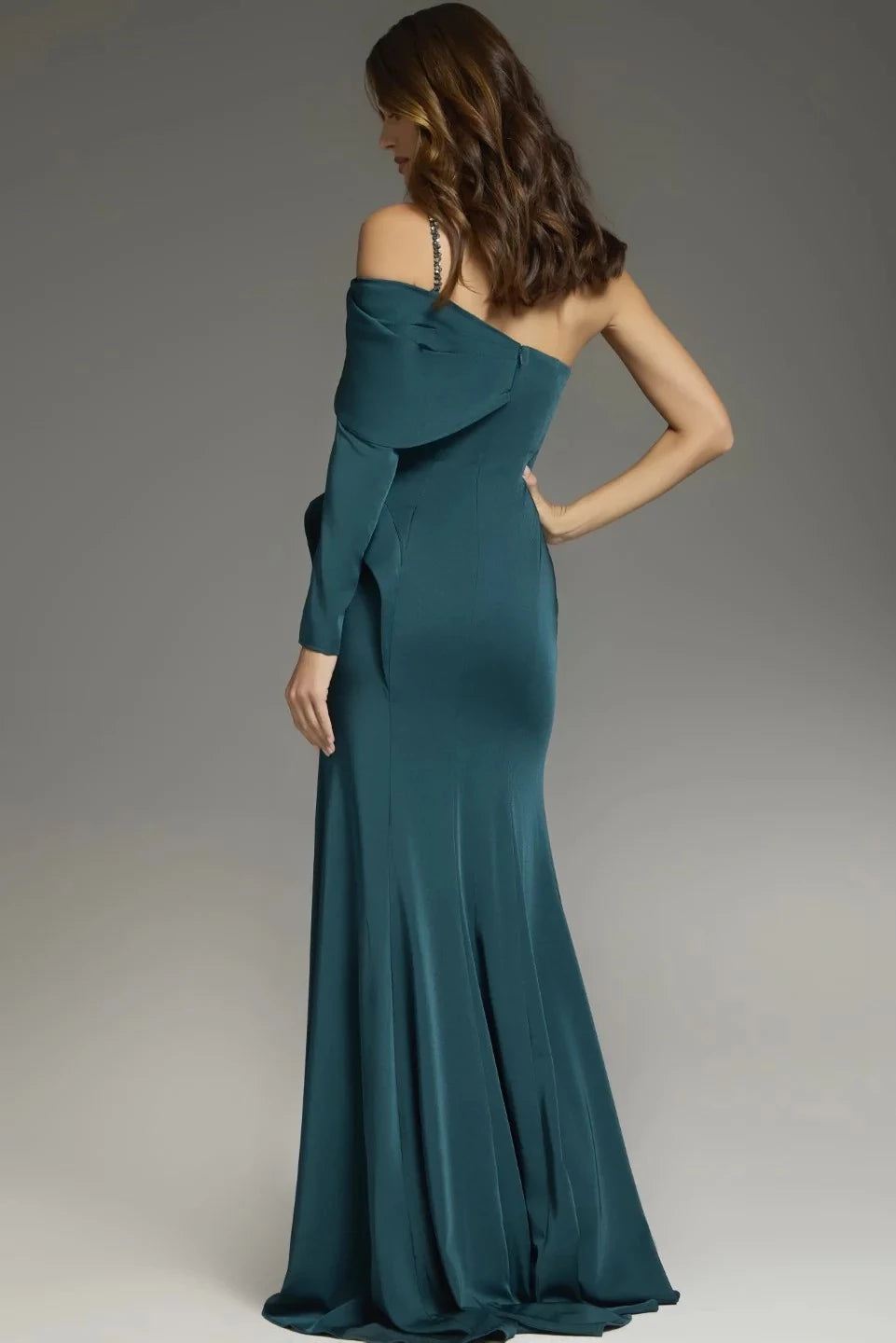 Elegant Mermaid Asymmetrical Single Sleeve Zipper Back Floor Length Prom Dress