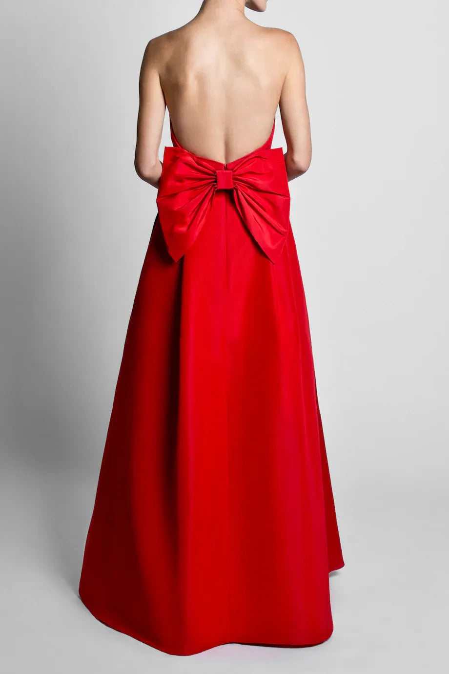 Convertible Back Bow A Line Strapless Sleeveless Open Back Floor Length For Sale Evening Dress