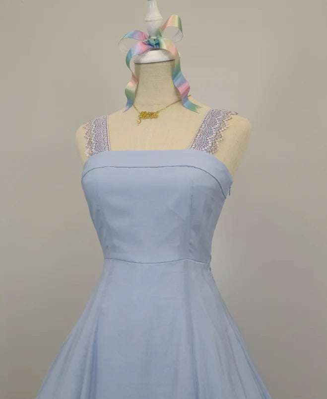 lace strap short chiffon homecoming dress prom dress holiday dress simple gentle atmospheric and unique desi Bring summer colors to enhance whiteness