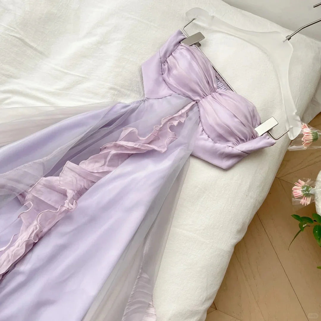 long homecoming dress party dress birthday dress simple gentle atmospheric and unique desi Bring summer colors to enhance whiteness