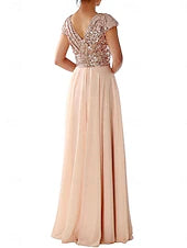 Dress Mother of the Bride Dress Elegant Party Casual Shirt Collar Floor Length Polyester Short Sleeve with Sequin