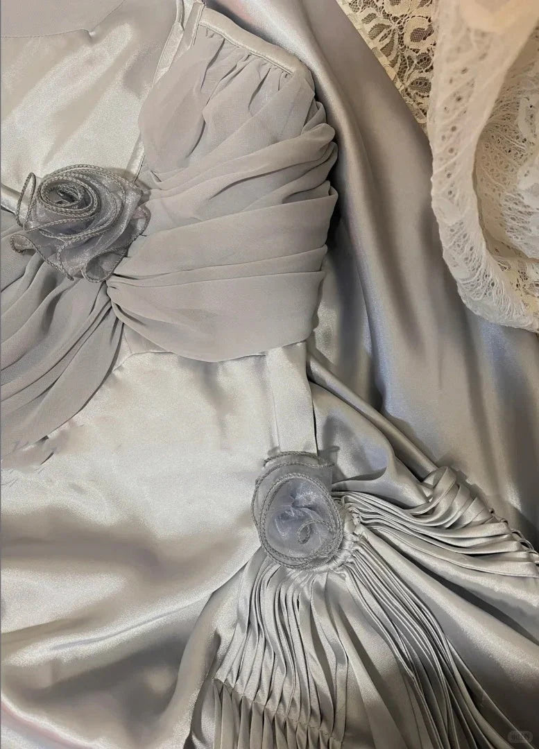 oral long satin ball gown evening gown graduation gown  simple gentle atmospheric and unique desi Bring summer colors to enhance whiteness