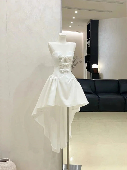 princess homecoming dress short chiffon ball gown evening dress simple gentle atmospheric and unique desi Bring summer colors to enhance whiteness