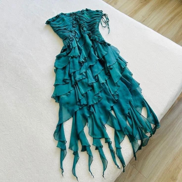 ruffle elegant short chiffon homecoming dress simple gentle atmospheric and unique desi Bring summer colors to enhance whiteness