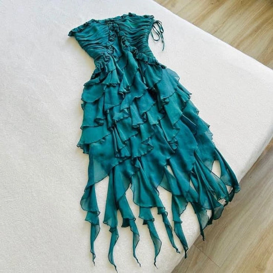 ruffle elegant short chiffon homecoming dress simple gentle atmospheric and unique desi Bring summer colors to enhance whiteness