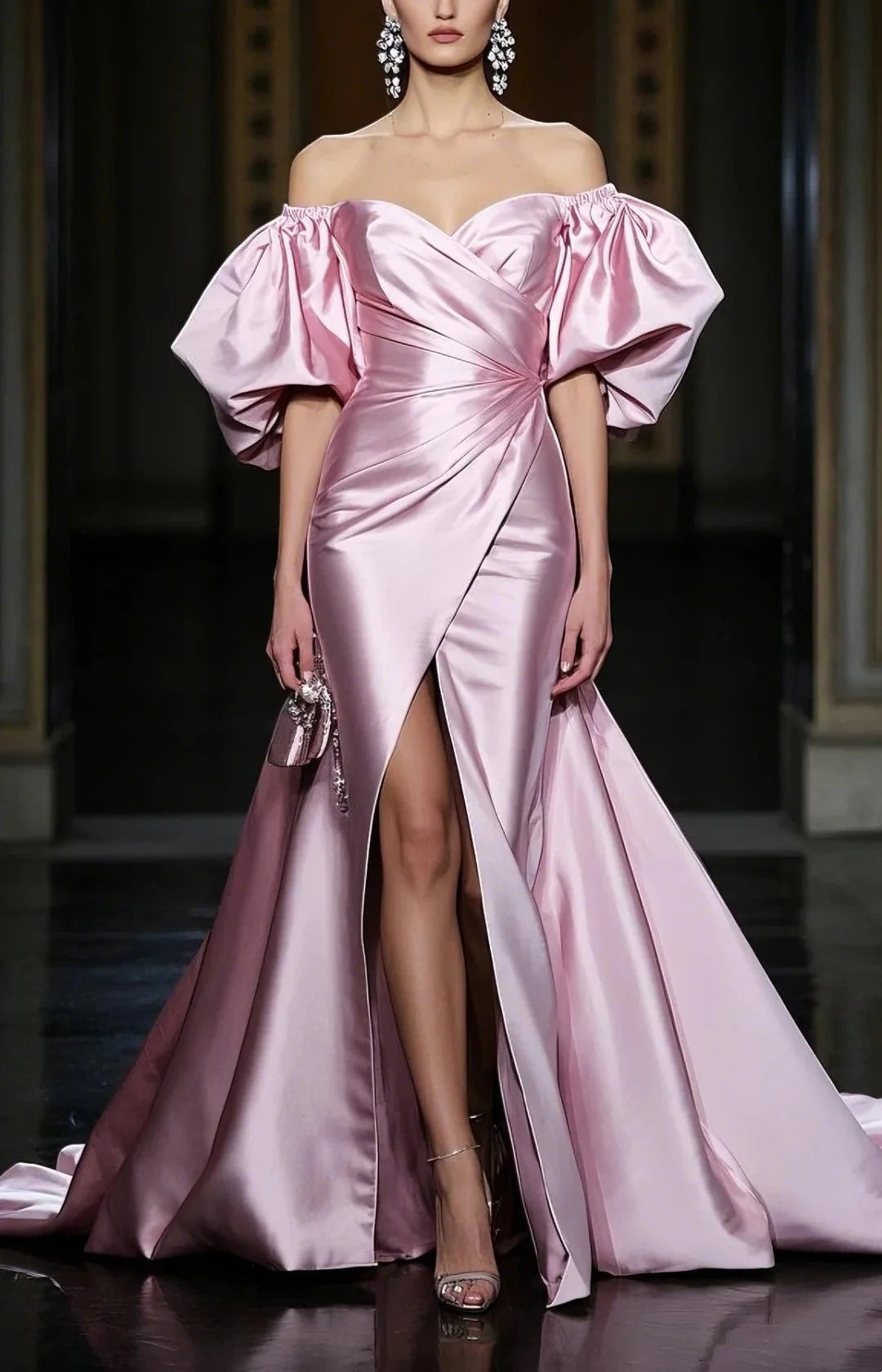 satin long ball gown evening dress simple gentle atmospheric and unique desi Bring summer colors to enhance whiteness