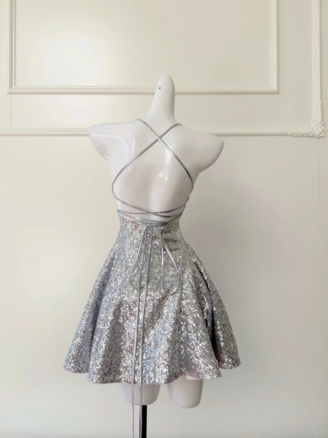 shiny niche vintage dress short sequin homecoming dress birthday cocktail party dress simple gentle atmospheric and unique desi Bring summer colors to enhance whiteness